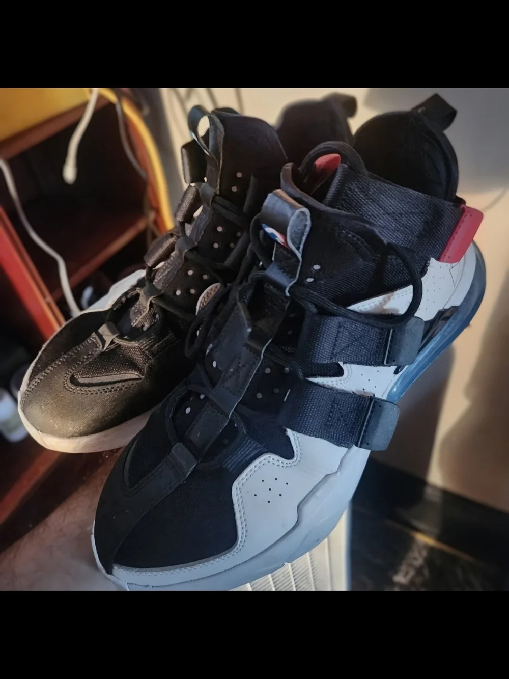 High-Top Sneakers in Black, White & Blue